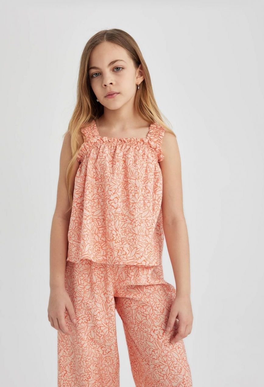 DEFACTO Girl Patterned Strappy Blouse