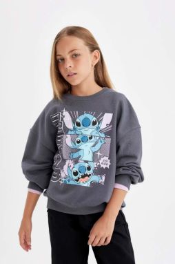 DEFACTO Girls Disney Lilo & Stitch Oversize Fit Crew Neck Sweatshirt