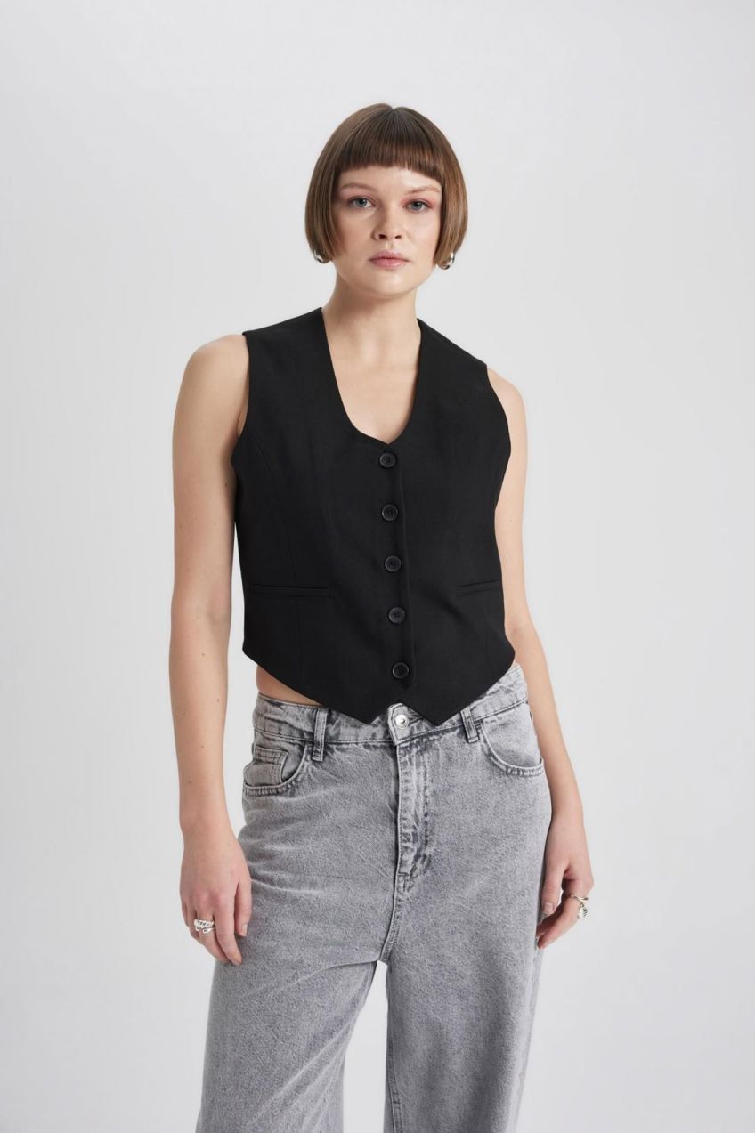 DEFACTO V Neck Blazer Vest