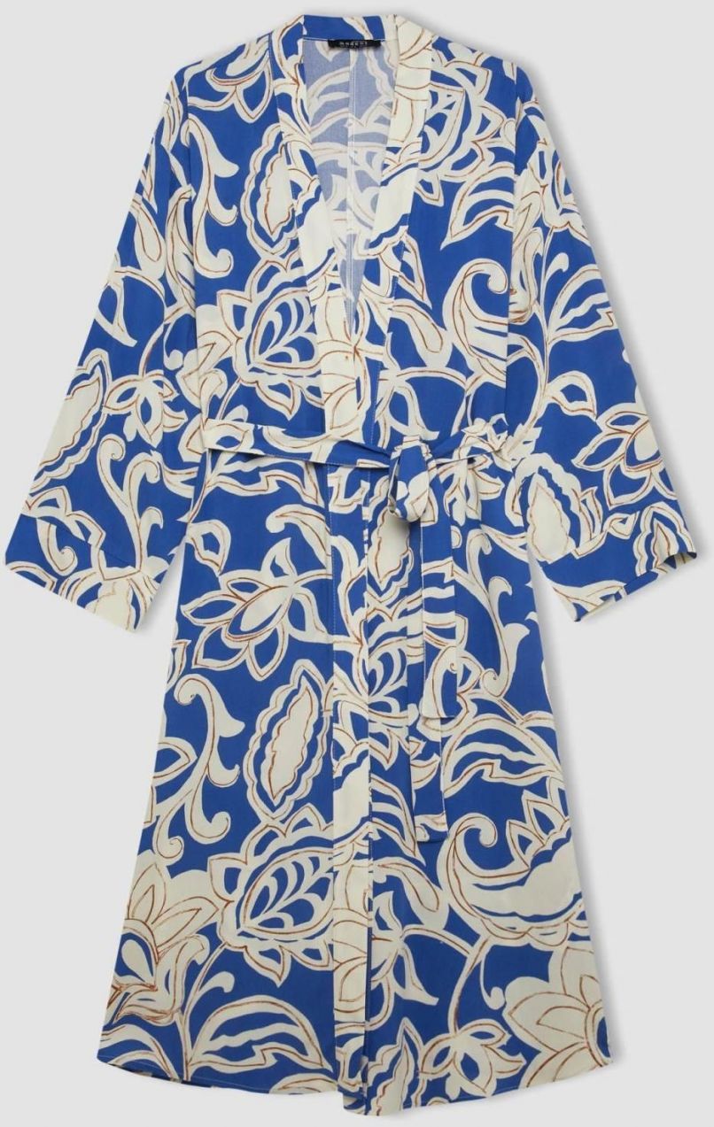 DEFACTO Relax Fit Patterned Long Viscose Kimono