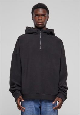 Men's Oversized Half Zip Hoody Black Fleece Sweatshirt