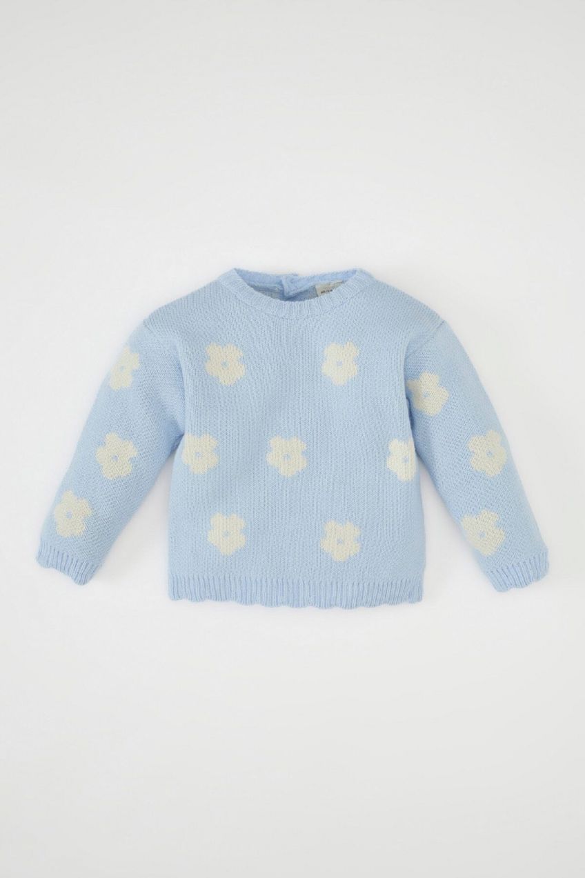 DEFACTO Baby Girl Crew Neck Floral Sweater
