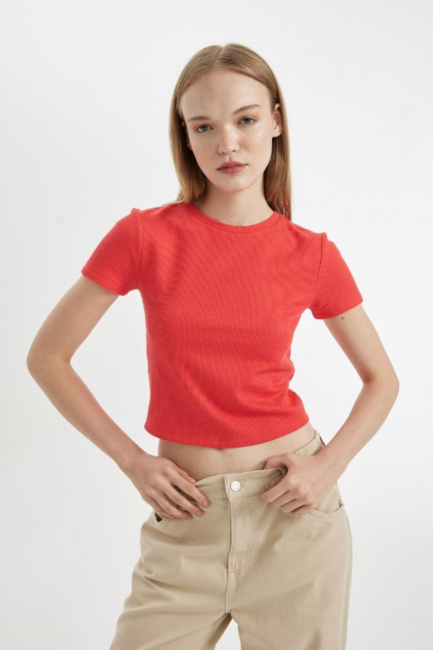DEFACTO Cool Fitted Waffle Short Sleeve T-Shirt