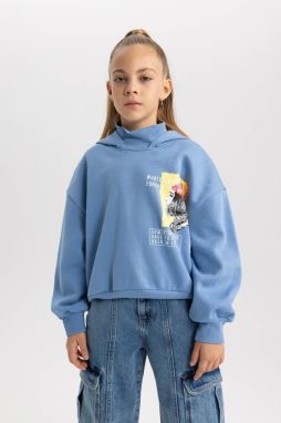 DEFACTO Girl's Oversize Fit Printed Sweatshirt