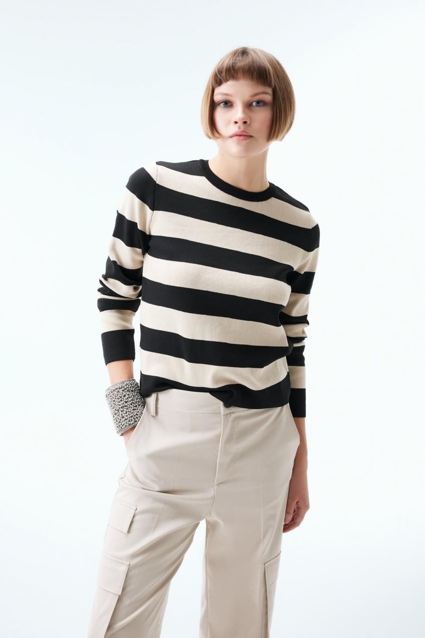DEFACTO Regular Fit Striped Crew Neck Sweater