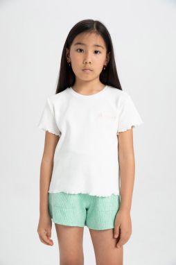 DEFACTO Girl's Slim Fit Ribbed Camisole Short Sleeve T-Shirt