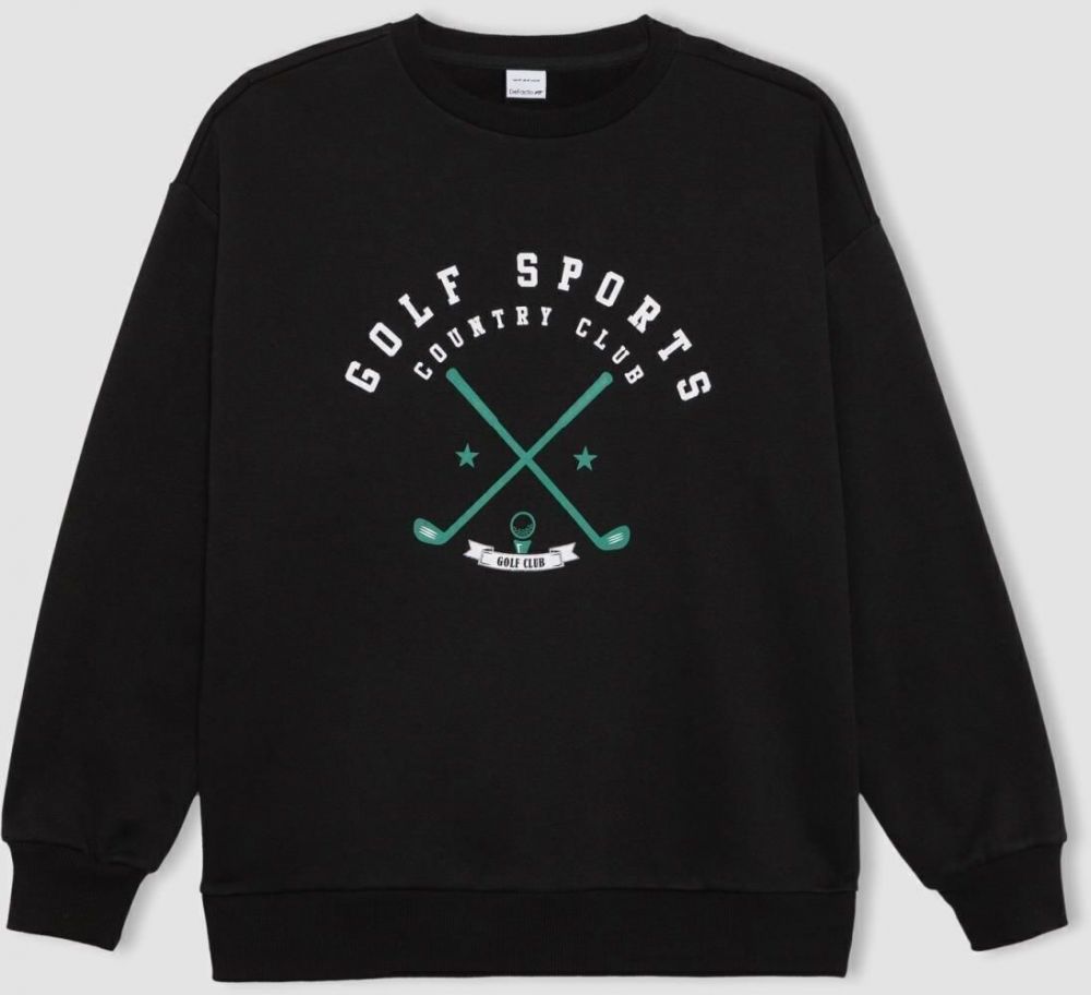 DEFACTO Fit Oversize Fit Printed Hooded Thick Sports Sweatshirt