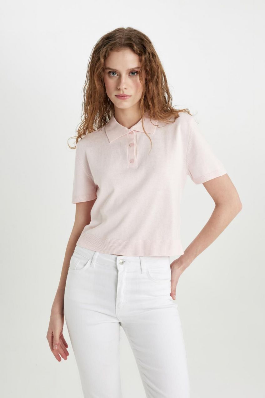 DEFACTO Regular Fit Polo Collar Short Sleeve Knitted T-Shirt
