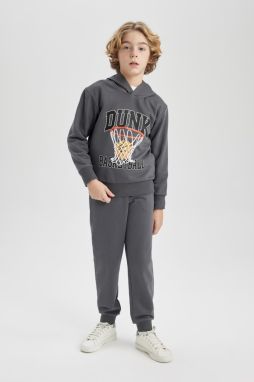 DEFACTO Boy's Printed Hooded Sweatshirt Sweatpants 2-Piece Set