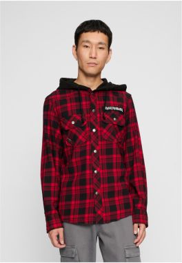 Men's hooded shirt Iron Maiden Checkshirt Eddy red/black