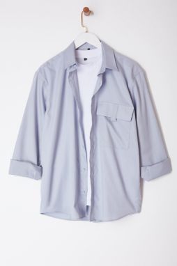 Trendyol Limited Edition Gray Oversize Fit Pocket Detailed Shirt