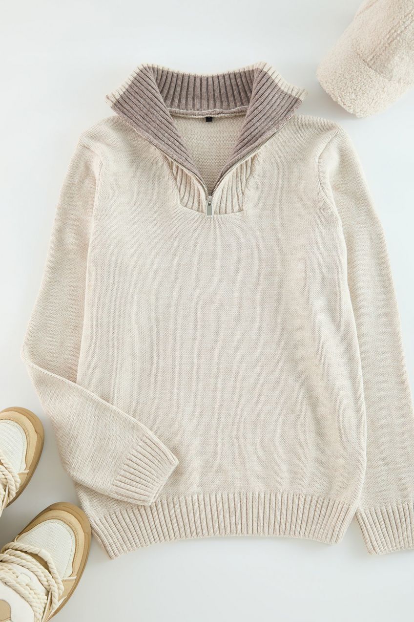 Trendyol Beige Regular Half Turtleneck Plain Knitwear Sweater