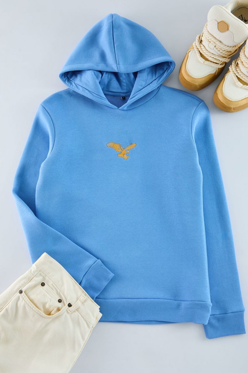 Trendyol Blue Regular/Normal Cut Animal Embroidered Sweatshirt