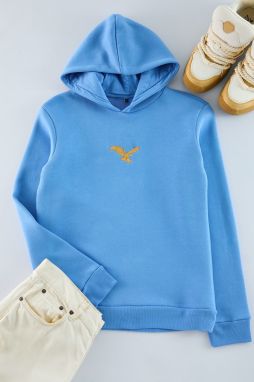 Trendyol Blue Regular/Normal Cut Animal Embroidered Sweatshirt