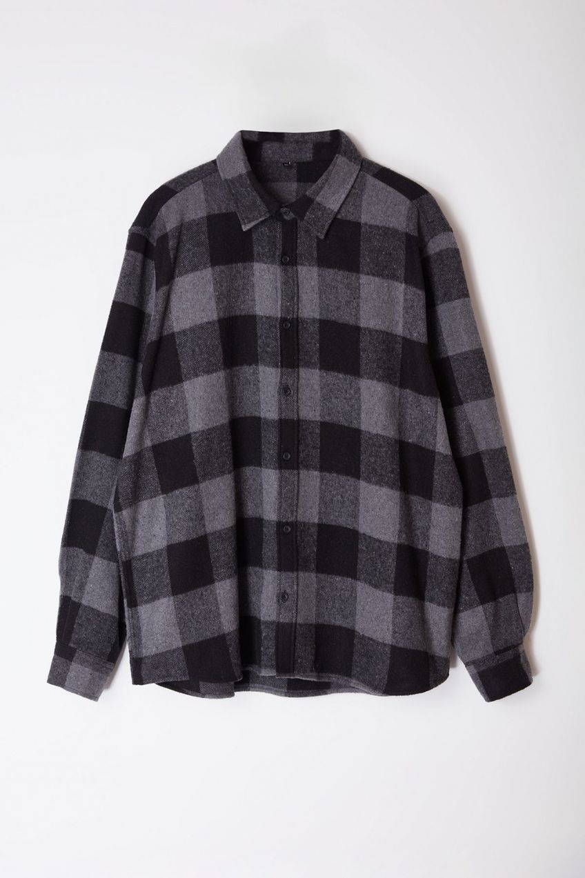 Trendyol Large Size Black Winter Checkered Lumberjack Shirt