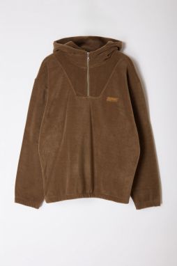 Trendyol Khaki Unisex Oversize/Wide Cut Half Zip Hooded Embroidered Polar Fleece Sweatshirt