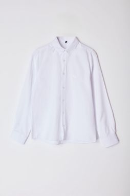Trendyol White Slim Fit Embroidered Detailed Oxford Smart Shirt