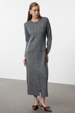 Trendyol Anthracite Knitwear Buttoned Dress
