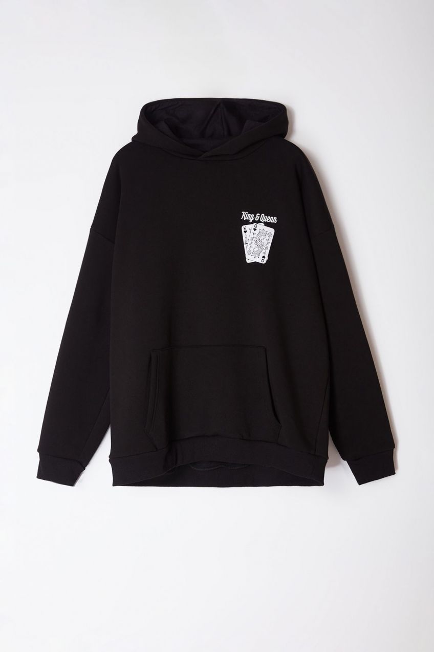 Trendyol Black Oversize Hooded Plus Size Sweatshirt