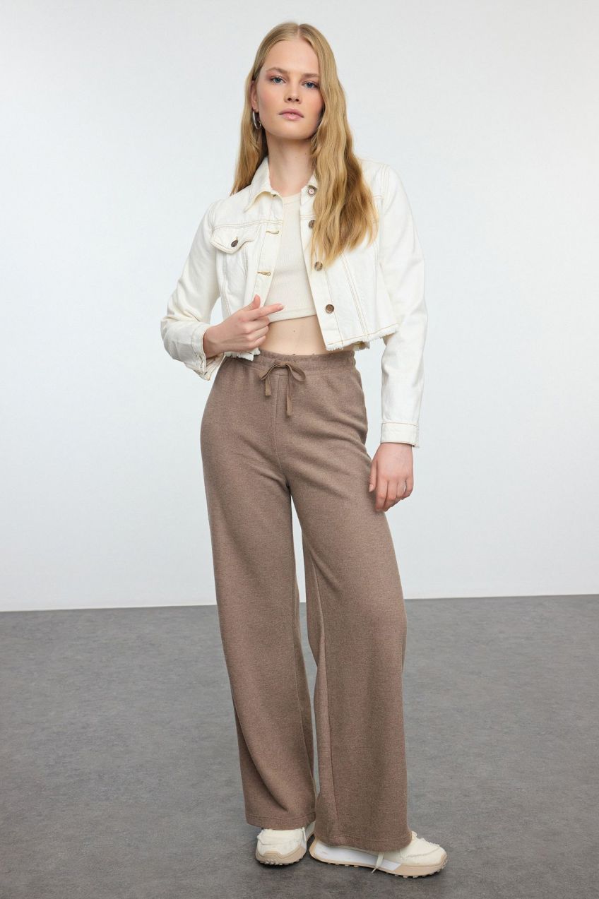 Trendyol Mink Wide Leg Thessaloniki Knitted Trousers