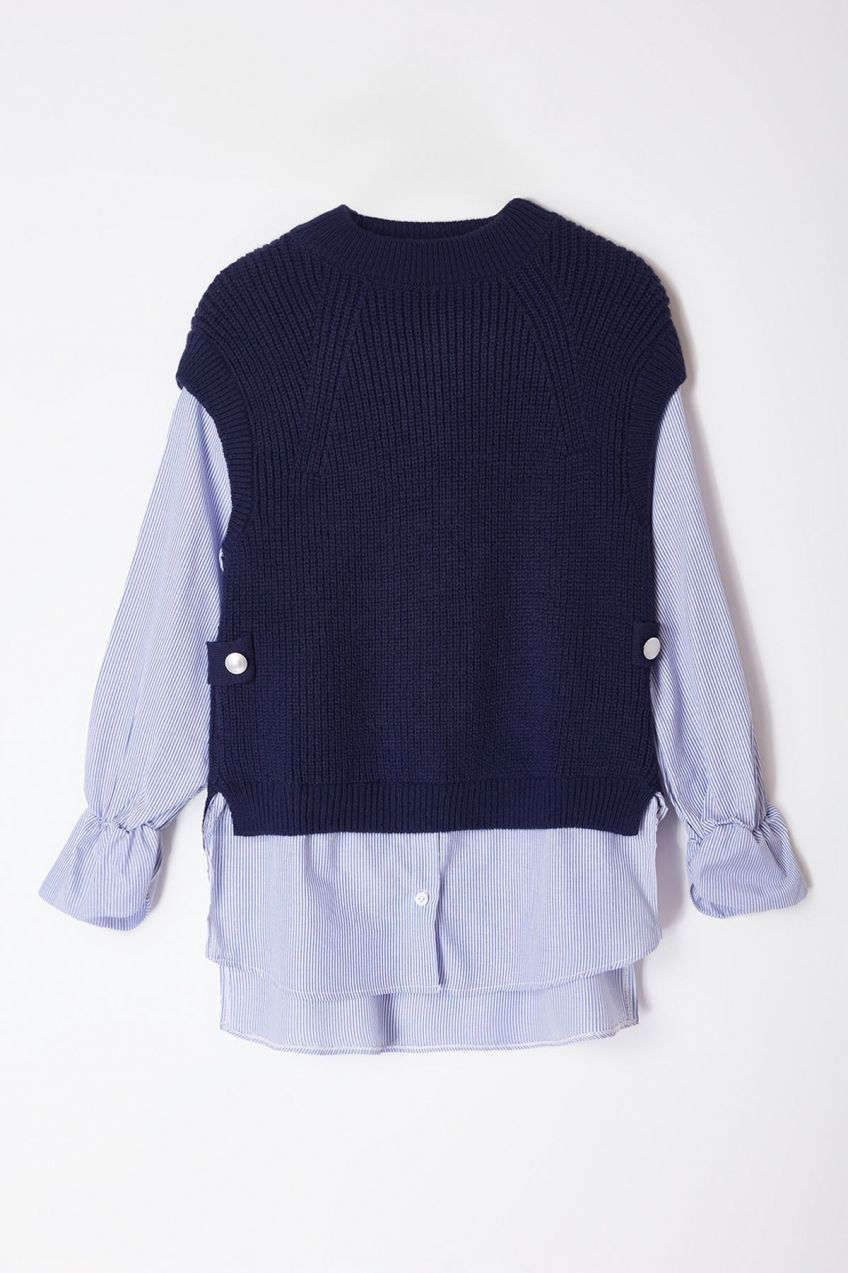 Trendyol Navy Blue Garni Detailed Knitwear Sweater
