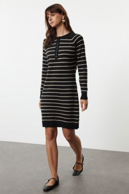 Trendyol Black Mini Knitwear Striped Dress