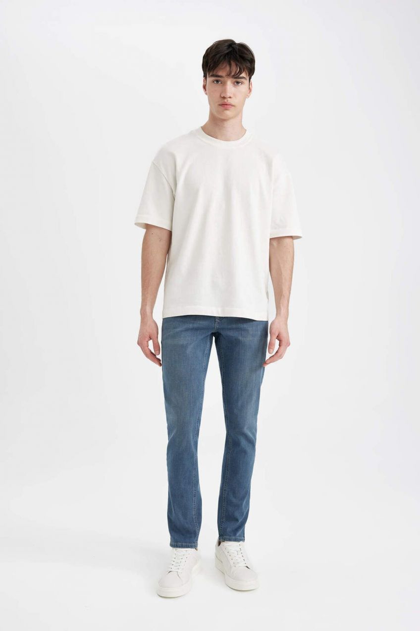 DEFACTO Carlo Skinny Fit Extra Slim Fit Normal Waist Extra Narrow Leg Jean Trousers