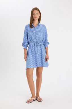 DEFACTO Shirt Collar Modal Long Sleeve Mini Dress