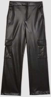 DEFACTO Straight Fit Faux Leather Trousers