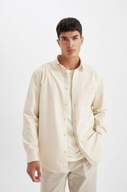 DEFACTO Relax Fit Polo Collar Cotton Shirt Jacket