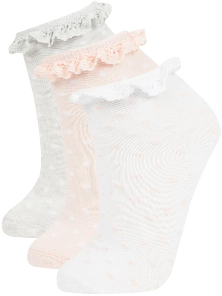 DEFACTO Girl's 3-Piece Cotton Socket Socks