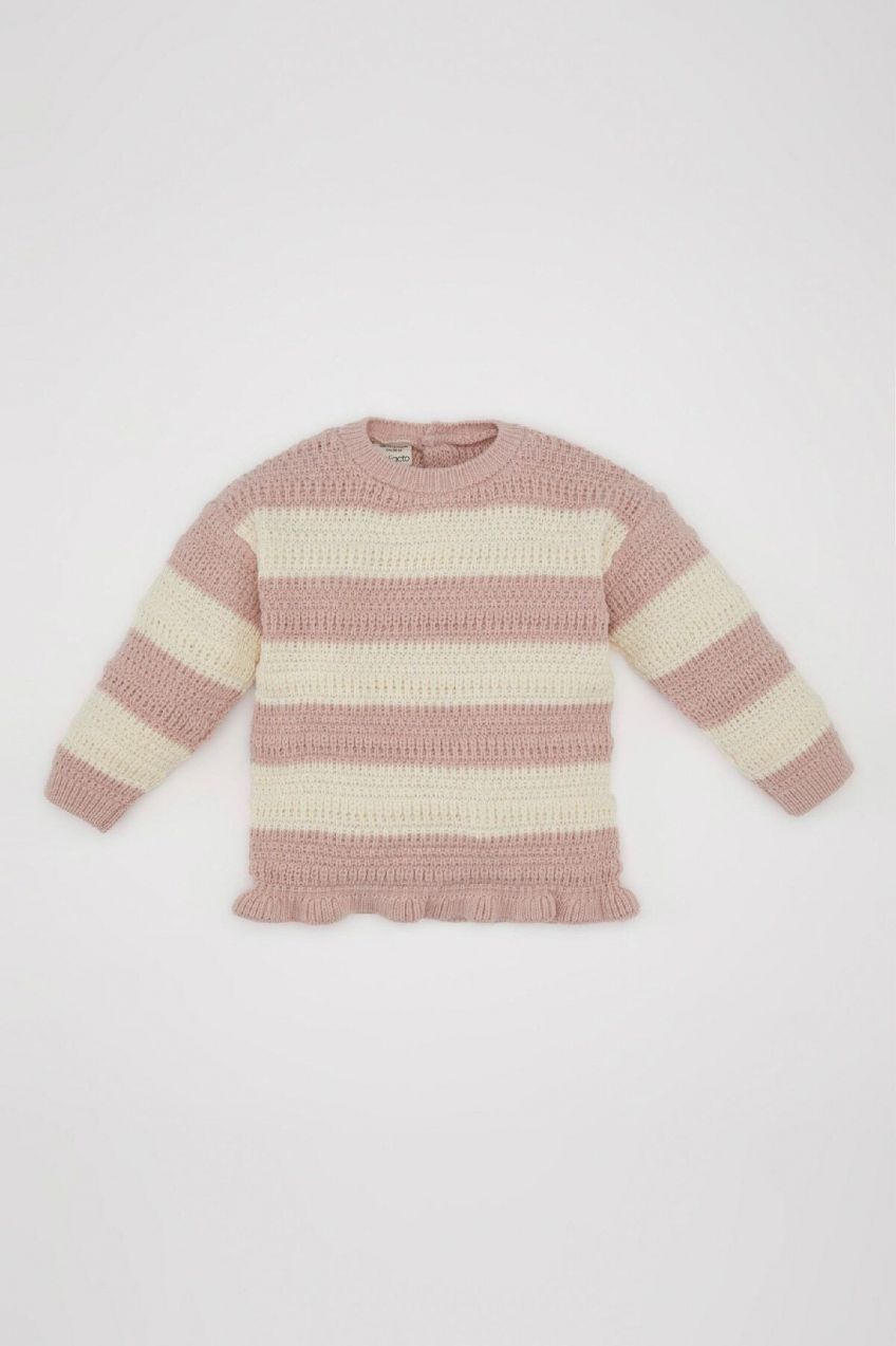 DEFACTO Baby Girl Crew Neck Striped Sweater