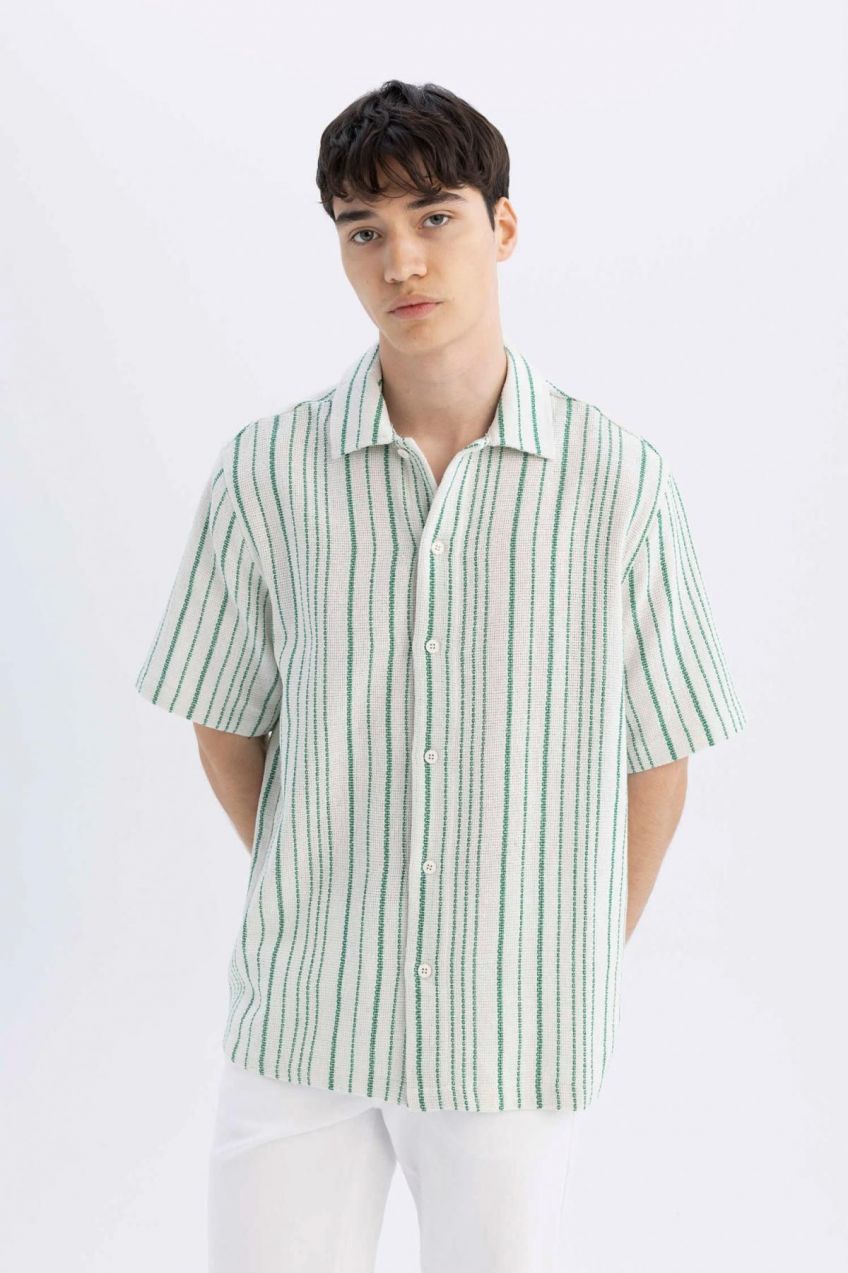 DEFACTO Relax Fit Striped Short Sleeve Shirt