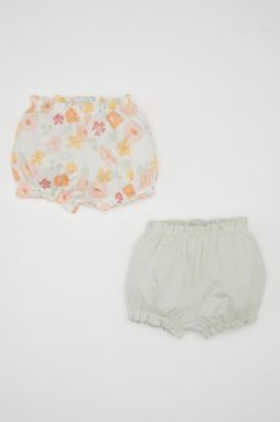 DEFACTO Baby Girl Floral Combed Cotton 2-Pack Shorts