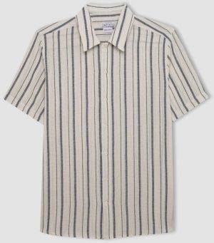 DEFACTO Regular Fit Polo Neck Striped Cotton Short Sleeve Shirt
