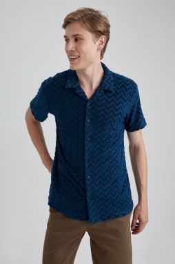 DEFACTO Regular Fit Printed Terry Cloth Short Sleeve Shirt