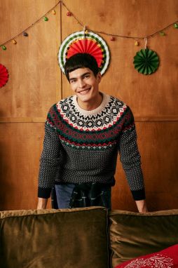 DEFACTO New Year's Themed Standard Fit Patterned Crew Neck Sweater