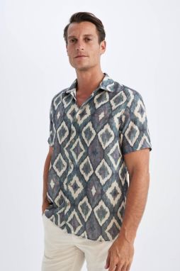 DEFACTO Regular Fit Polo Neck Printed Short Sleeve Shirt