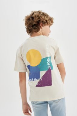 DEFACTO Boy's Crew Neck Back Printed Short Sleeve T-Shirt
