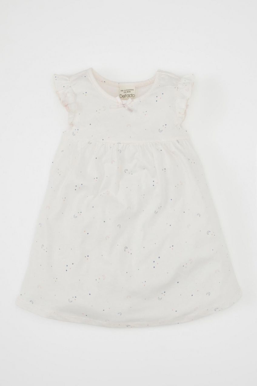 DEFACTO Baby Girl Star Patterned Short Sleeve Combed Cotton Pajama Set