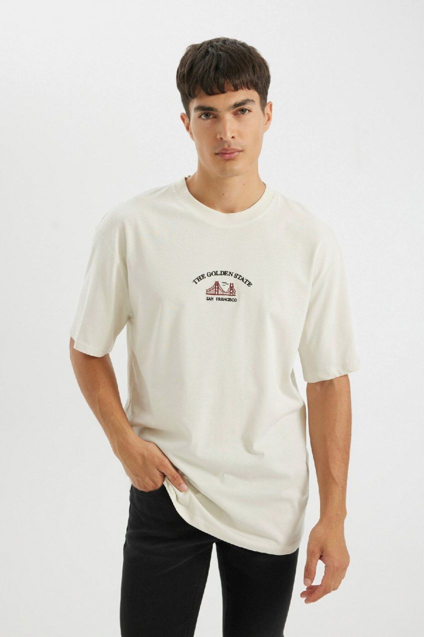 DEFACTO Relax Fit Crew Neck Printed Short Sleeve T-Shirt