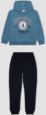 DEFACTO Boy's Printed Hooded Sweatshirt Sweatpants 2-Piece Set