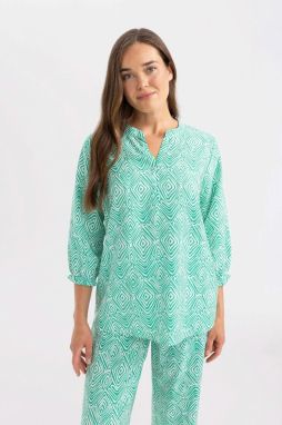 DEFACTO Regular Fit Patterned Open Collar Half Sleeve Shirt