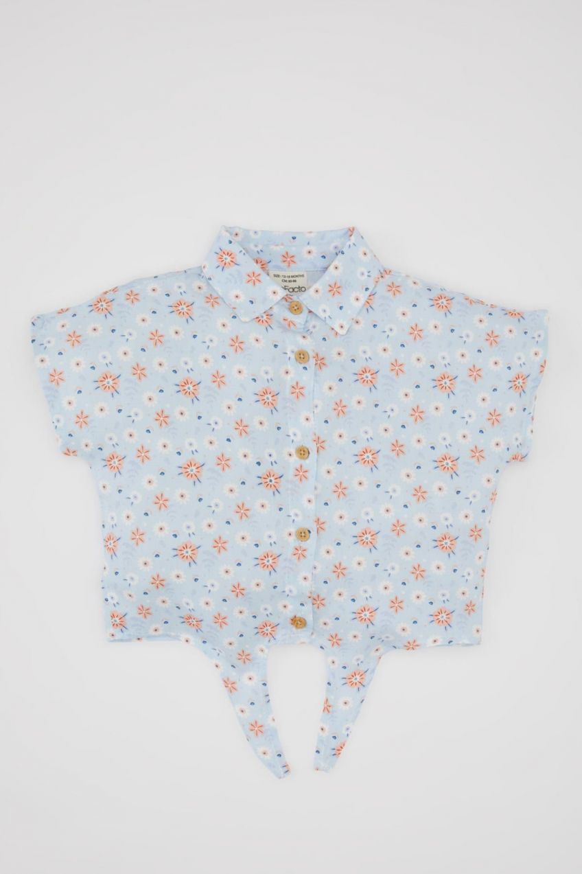 DEFACTO Baby Girl Patterned Short Sleeve Shirt
