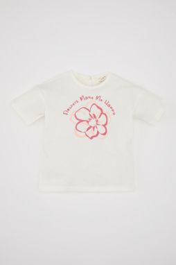 DEFACTO Baby Girl Floral Short Sleeve T-Shirt