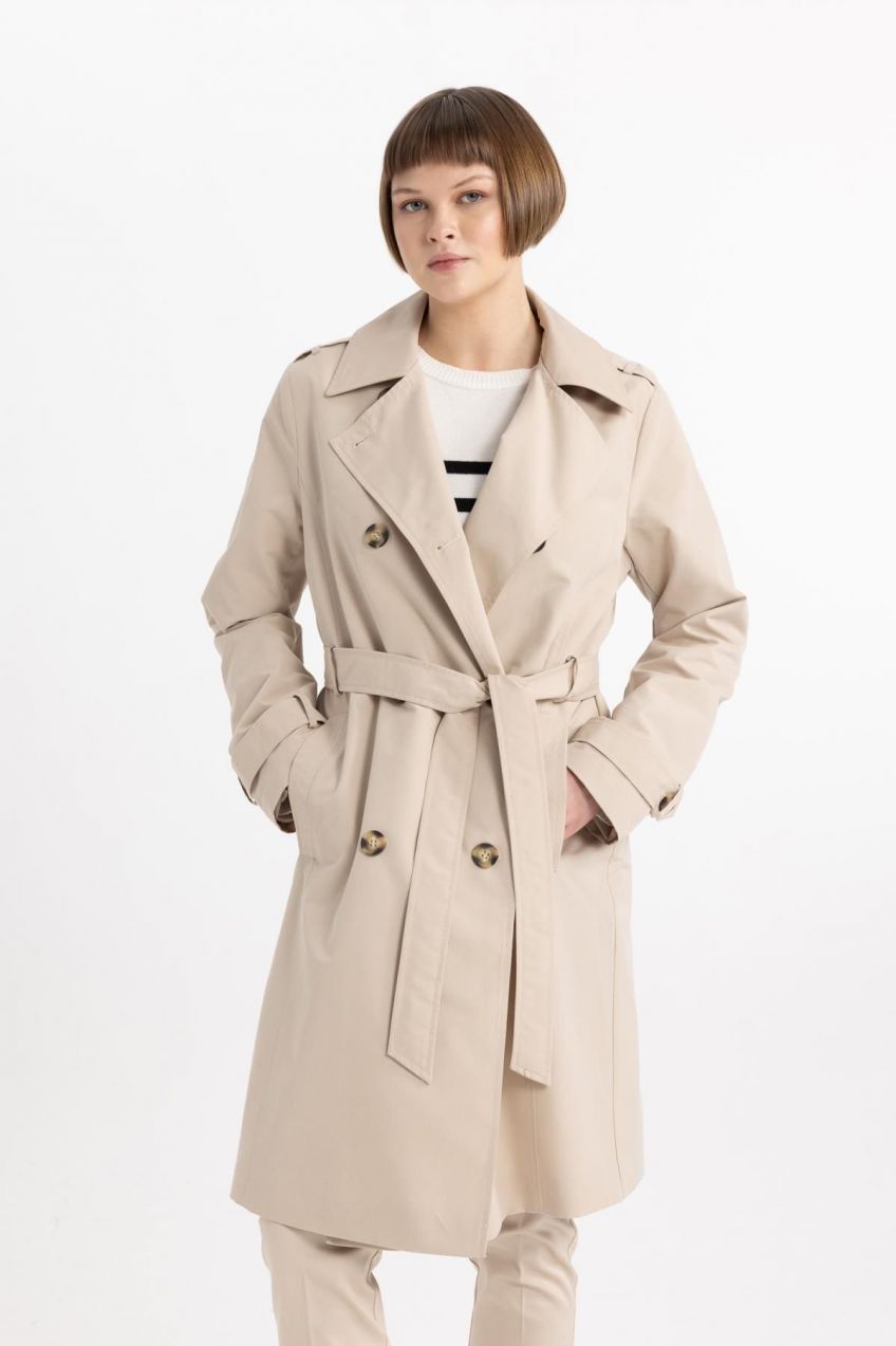 DEFACTO Waterproof Regular Fit Belted Trench Coat
