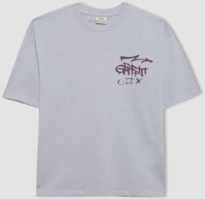 DEFACTO Boy's Oversize Fit Crew Neck Printed Short Sleeve T-Shirt