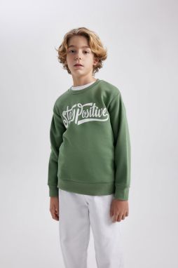 DEFACTO Boy's Crew Neck Printed Thick Sweatshirt