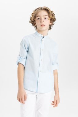 DEFACTO Boy's Stand Collar Long Sleeve Shirt