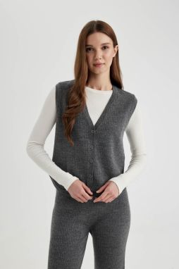 DEFACTO Regular Fit V-Neck Sweater